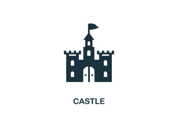 Monochrome Castle Icon: A Versatile Design Asset